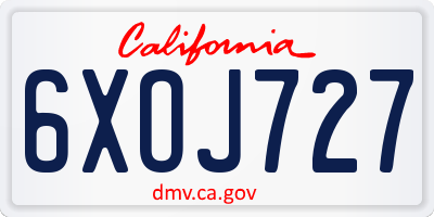 CA license plate 6XOJ727