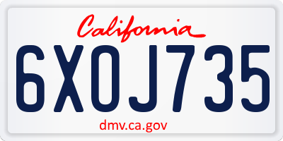 CA license plate 6XOJ735