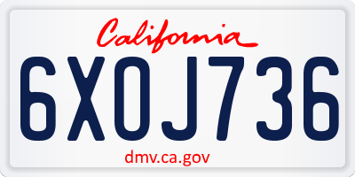 CA license plate 6XOJ736