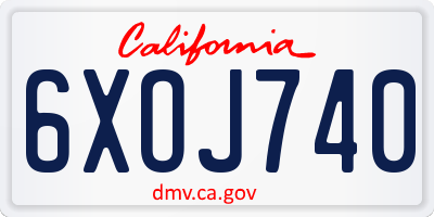 CA license plate 6XOJ740