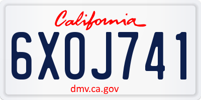CA license plate 6XOJ741