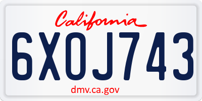 CA license plate 6XOJ743