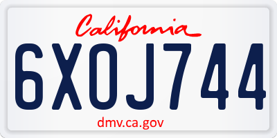CA license plate 6XOJ744