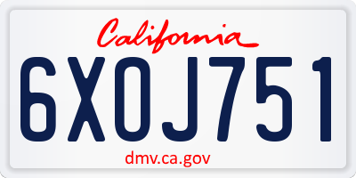 CA license plate 6XOJ751