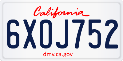 CA license plate 6XOJ752