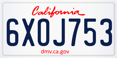 CA license plate 6XOJ753