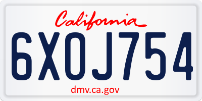 CA license plate 6XOJ754
