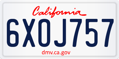 CA license plate 6XOJ757