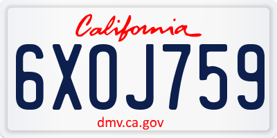 CA license plate 6XOJ759