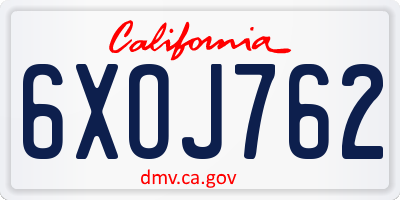 CA license plate 6XOJ762