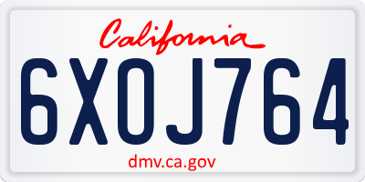 CA license plate 6XOJ764
