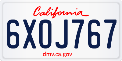 CA license plate 6XOJ767