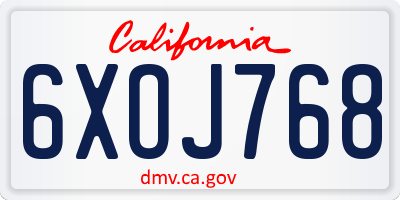 CA license plate 6XOJ768