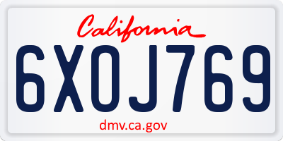CA license plate 6XOJ769