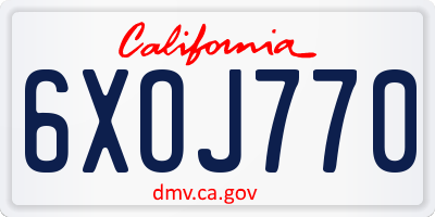 CA license plate 6XOJ770