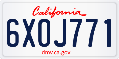 CA license plate 6XOJ771