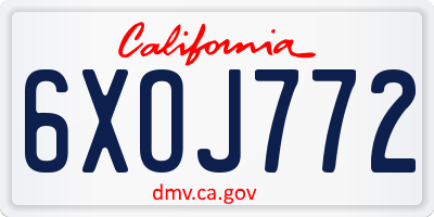 CA license plate 6XOJ772