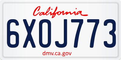 CA license plate 6XOJ773