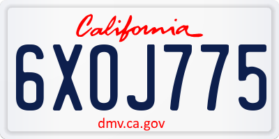 CA license plate 6XOJ775
