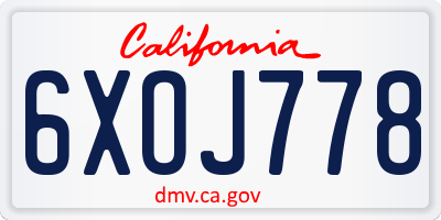 CA license plate 6XOJ778