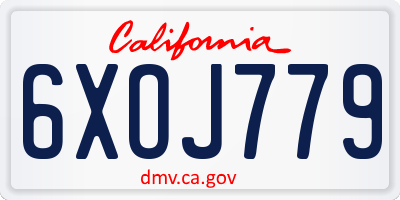 CA license plate 6XOJ779