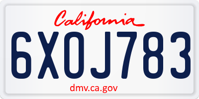 CA license plate 6XOJ783