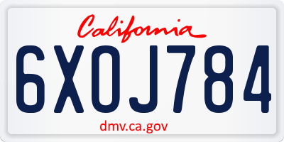 CA license plate 6XOJ784