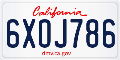 CA license plate 6XOJ786