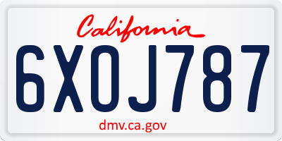 CA license plate 6XOJ787