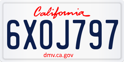 CA license plate 6XOJ797