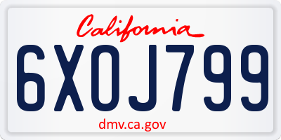 CA license plate 6XOJ799