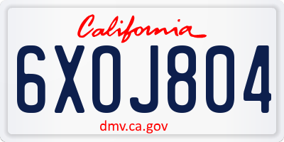 CA license plate 6XOJ804