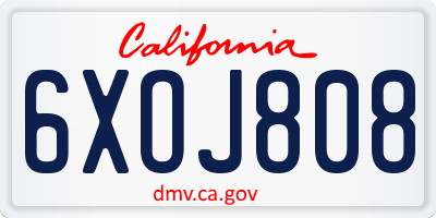 CA license plate 6XOJ808