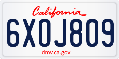CA license plate 6XOJ809