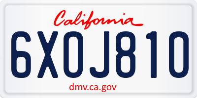 CA license plate 6XOJ810