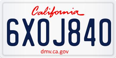 CA license plate 6XOJ840