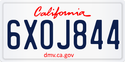 CA license plate 6XOJ844