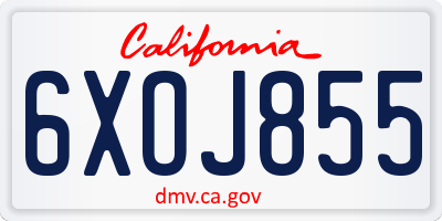 CA license plate 6XOJ855