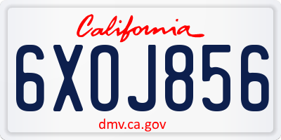 CA license plate 6XOJ856