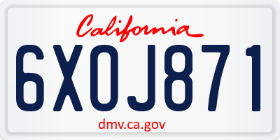 CA license plate 6XOJ871