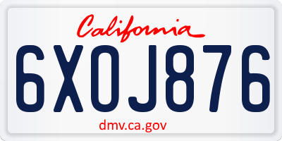 CA license plate 6XOJ876