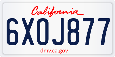 CA license plate 6XOJ877