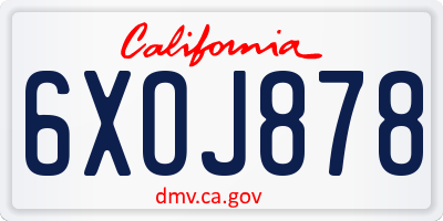CA license plate 6XOJ878