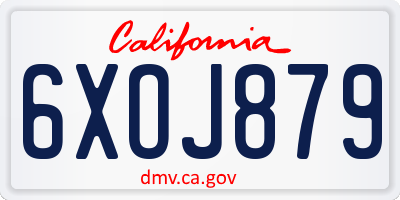 CA license plate 6XOJ879