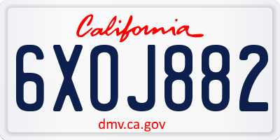 CA license plate 6XOJ882