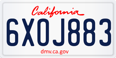 CA license plate 6XOJ883