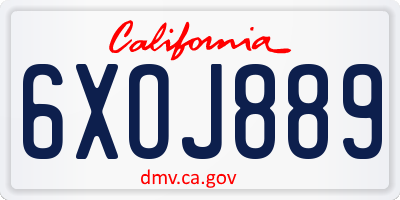 CA license plate 6XOJ889
