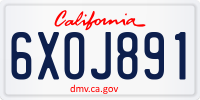 CA license plate 6XOJ891