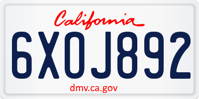 CA license plate 6XOJ892