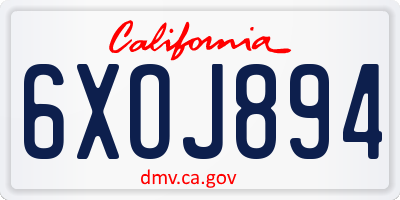 CA license plate 6XOJ894